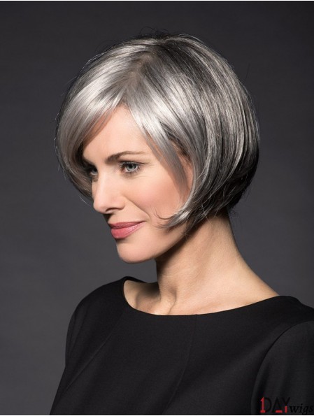 Lace Front 8 inch Short Synthetic Straight Grey Wigs For Women