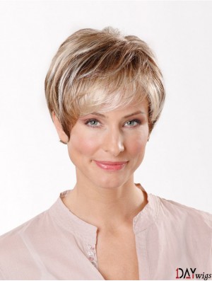 Synthetic Capless 8 inch Boycuts Straight Blonde Short Cut Wigs