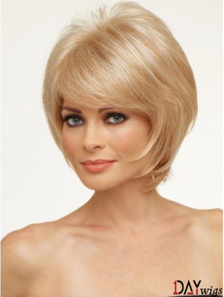 Copper With Bangs Straight 8 inch Chin Length Monofilament Hair Topper