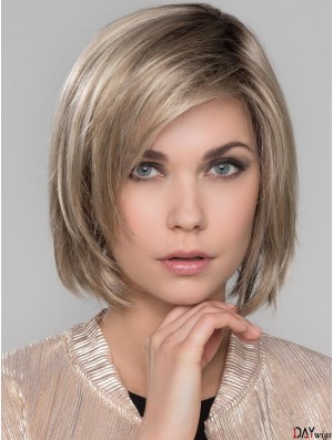 Platinum Blonde With Bangs Straight 10 inch Chin Length Mono Wigs