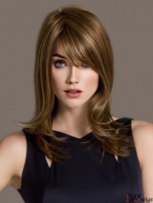 Designed Blonde Straight Layered Lace Front Long Wigs