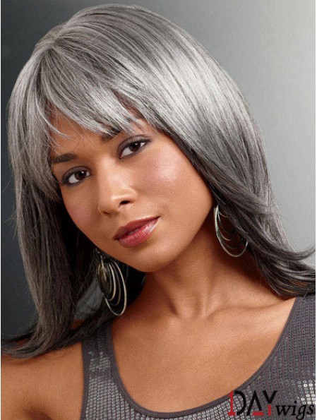 Wigs For The Older Lady UK With Lace Front Straight Style Grey Cut