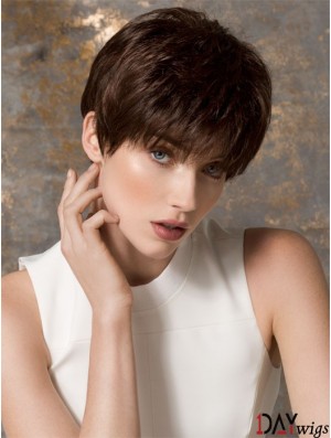 Boycuts Cropped Brown Straight Fashion Petite Wigs