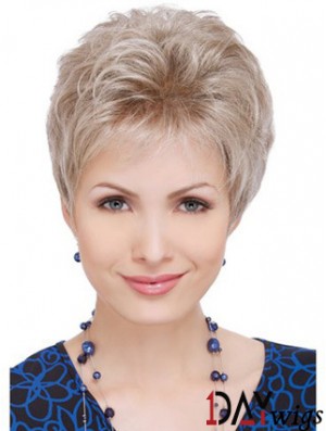 Wigs For Elderly Lady With Capless Wavy Style Short Length