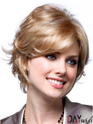 Cheap Monotop Wigs With Monofilament Blonde Color Short Length