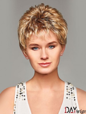 Mono Hair Toppers UK Cropped Length Blonde Color Curly Style Boycuts