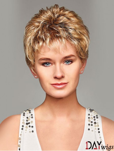 Mono Hair Toppers UK Cropped Length Blonde Color Curly Style Boycuts