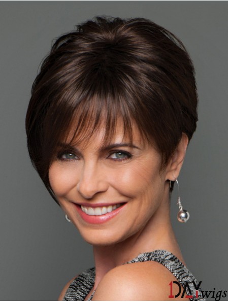 Mono Wigs UK Short Length Brown Color Layered Cut Straight Style