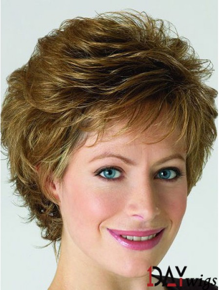 Monofilament Lace Front Wigs Blonde Color Short Length Layered Cut