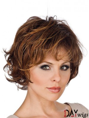 Synthetic Lace Front Wigs Layered Cut Wavy Style Short Length