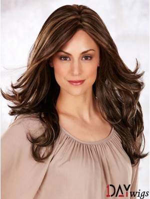 Long Monofilament Wigs Wavy Style Long Length Brown Color