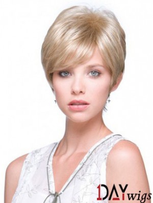 Incredible Blonde Short Straight Boycuts Monofilament Wigs