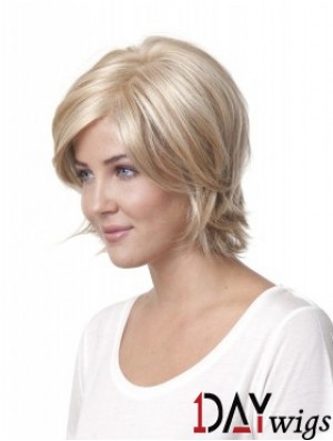 10 inch Blonde Chin Length Layered Straight Discount Lace Wigs