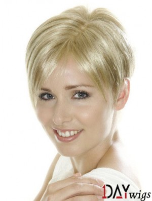 Soft Blonde Cropped Straight Boycuts Lace Front Wigs