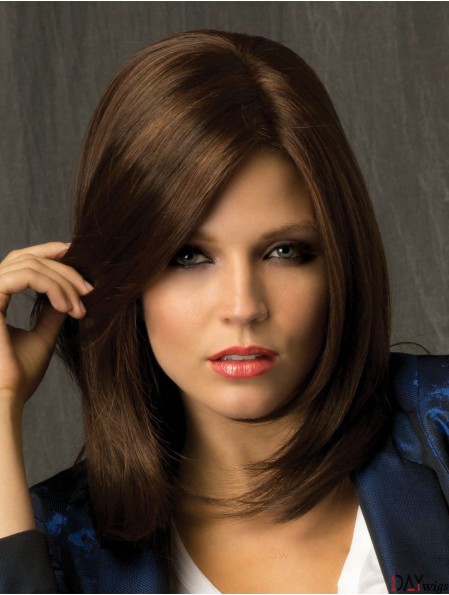 Brown Synthetic Shoulder Layered Straight Monofilament Wig Bases