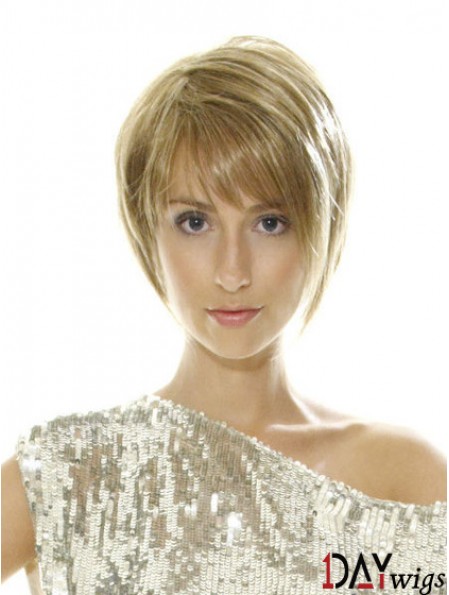 Short Blonde Style 8 inch Straight Bob Wigs