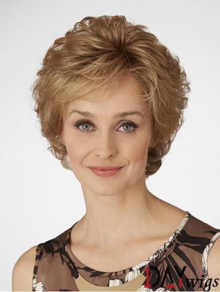 Short Curly Layered Popular Blonde Lace Front Wigs