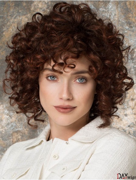 Curly Layered Chin Length Auburn Amazing Lace Front Wigs