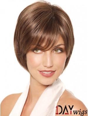 Chin Length Straight Monofilament Brown Fabulous Bob Wigs