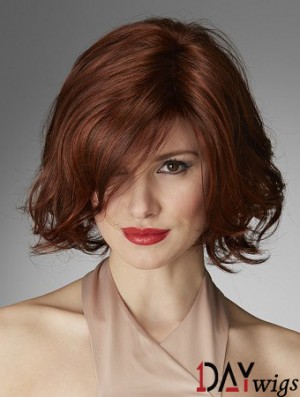 Chin Length Curly Layered Red Perfect 100% Hand-tied Wigs