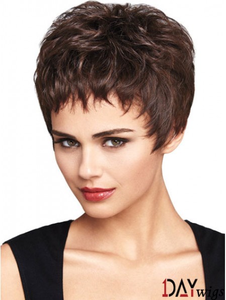 Natural Auburn Cropped Wavy Boycuts Lace Front Wigs