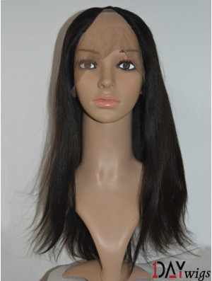 U Part Wig Cap With Lace Front Remy Long Length Black Color