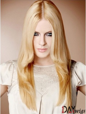 22 inch Straight Blonde 100% Hand Tied Synthetic Mono Cap Wigs