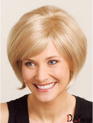 Style Chin Length Blonde Straight 100% Hand-tied Sale Wigs