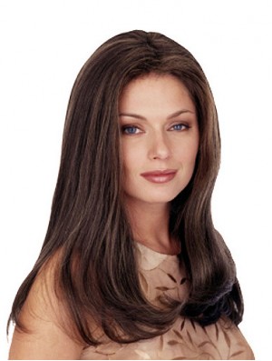 Without Bangs Long Straight Brown 20 inch Comfortable Monofilament Wigs