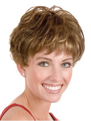 Layered Short Straight Blonde 5 inch Style Monofilament Wigs