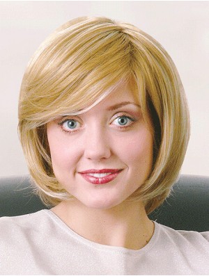 Bobs Chin Length Straight Blonde 12 inch Good Monofilament Wigs