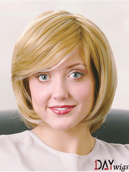 Bobs Chin Length Straight Blonde 12 inch Good Monofilament Wigs