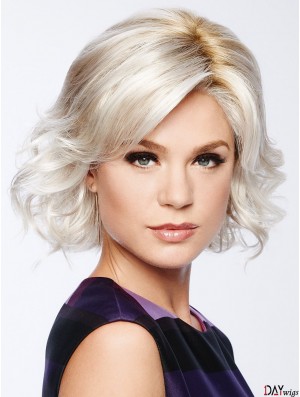 10 inch Chin Length Capless White Layered Bob Wig