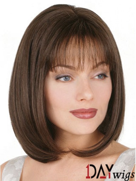 Straight Bob Wig Chin Length Brown Color Bobs Cut With Capless