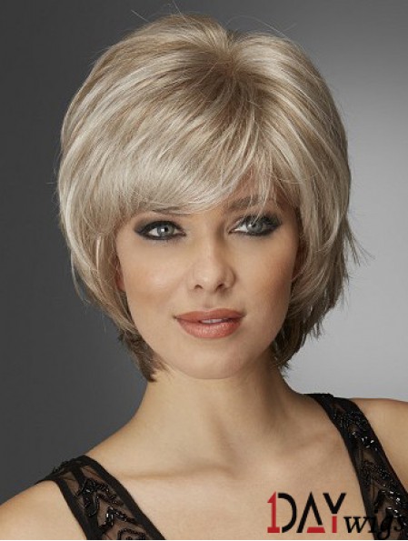 Wavy Chin Length Blonde 10 inch Monofilament Exquisite Bob Wigs