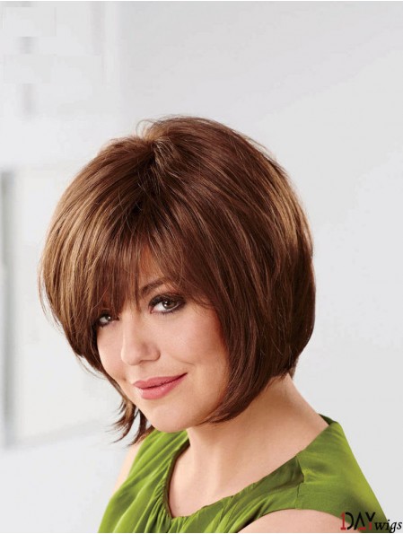 Straight Chin Length Auburn 10 inch Capless Natural Bob Wigs