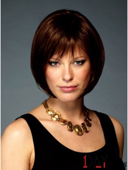 Capless Chin Length Straight Auburn Stylish Bob Wigs