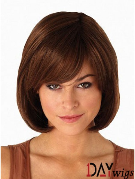 Capless Chin Length Straight Auburn Modern Bob Wigs