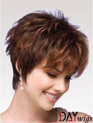 Auburn Wig Boycuts Auburn Color Short Length Wavy Style