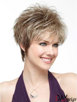 Women's Wigs Blonde Color Straight Style Boycuts Cropped Length