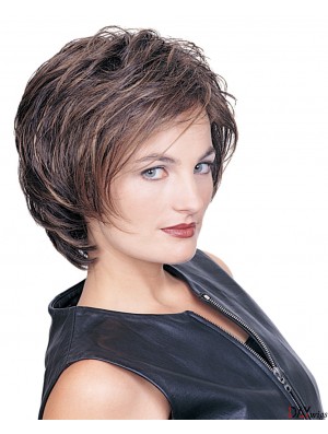 Layered Wavy Brown Capless Exquisite Short Wigs