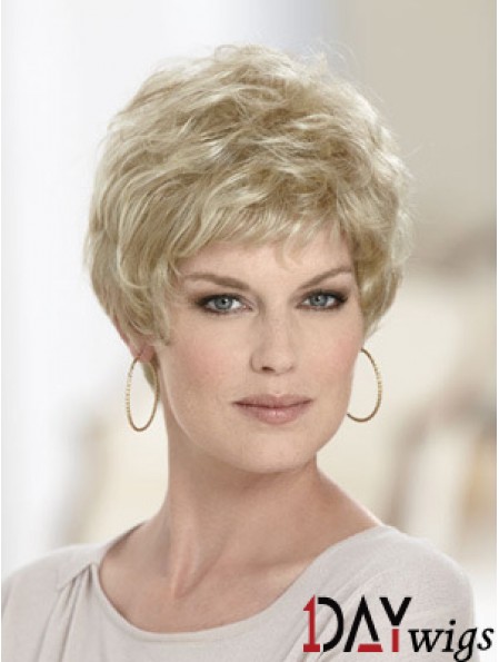 Boycuts Wavy Blonde Capless Discount Short Wigs