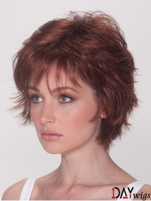 Best Wigs With Synthetic Capless Auburn Color Straight Style