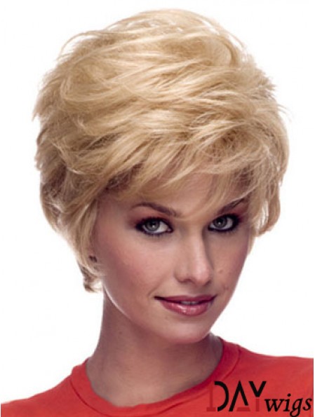 Wigs Real Hair Blonde Color Short Length Layered Cut
