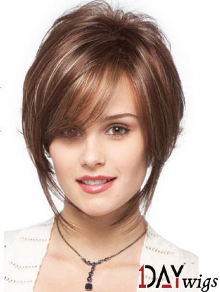 Bobs Wavy Brown Capless Designed Short Wigs