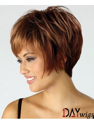 Cheap Wig With Capless Synthetic Cropped Length Brown Color Boycuts