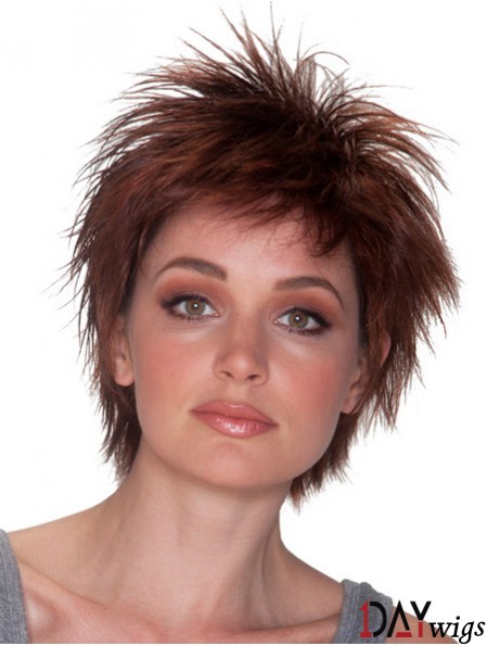 8 inch Exquisite Straight Layered Auburn Short Wigs