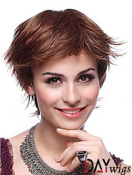 Layered Straight Auburn Capless Trendy Short Wigs