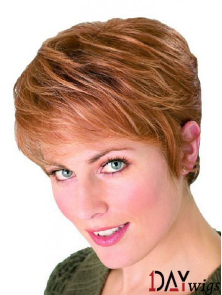 Straight Boycuts Cropped Perfect Auburn Synthetic Wigs
