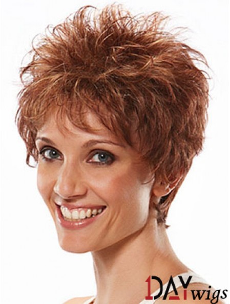 Boycuts Wavy Auburn Capless Flexibility Short Wigs